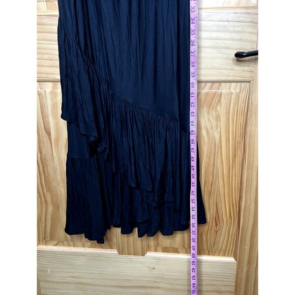 lane Bryant womens size 26/28 midi dress black tiered off shoulder scoop neck - Picture 3 of 7